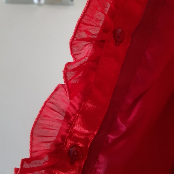 Danier Red Leather Jacket with Ruffle, S - Picture 4 of 11